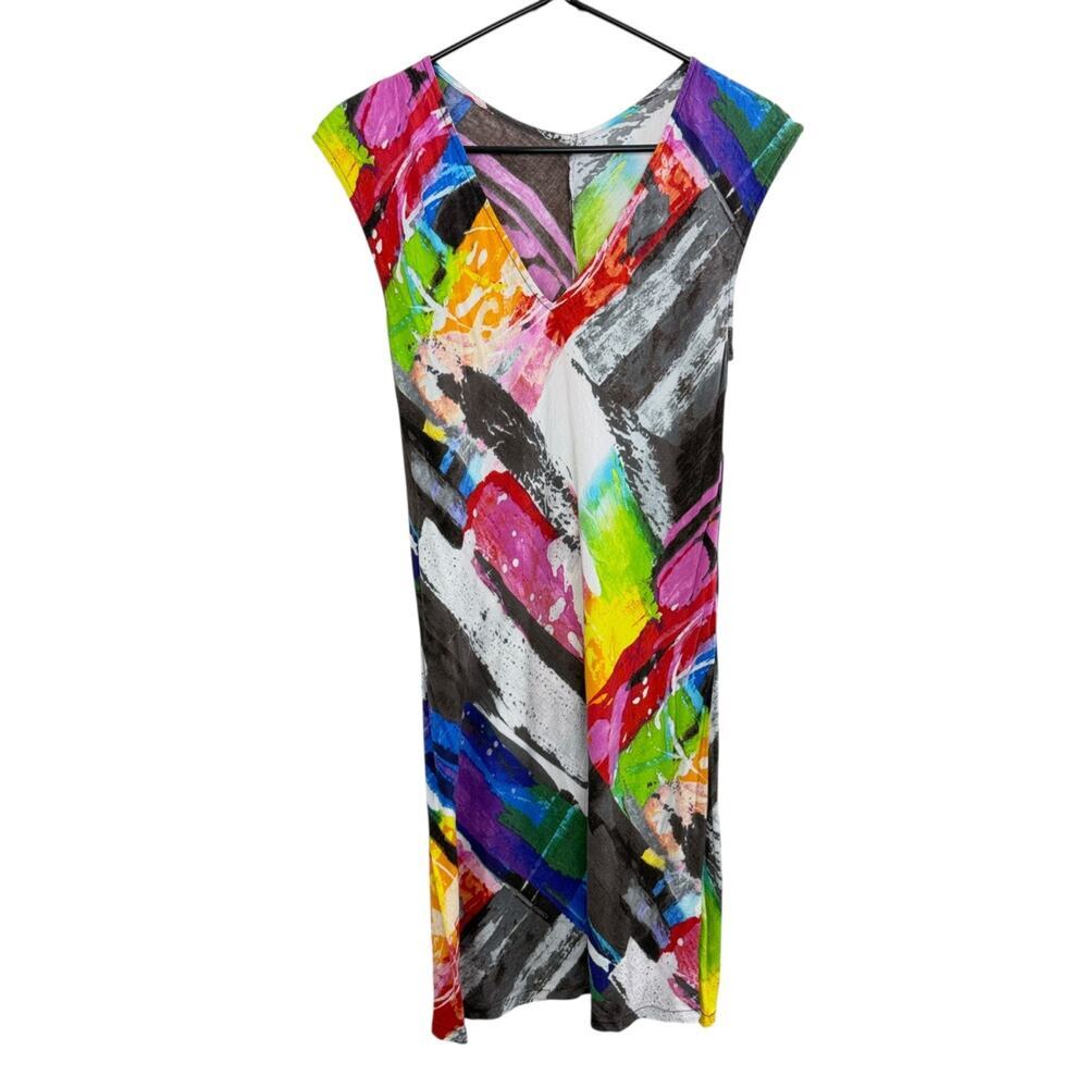 JAMS World Cosmos Dress Womens Medium Colorful V Neck Sleeveless Beach Hawaii *